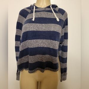 Roxy Medium Striped Blue Gray Pull Over  Women's Hoodie